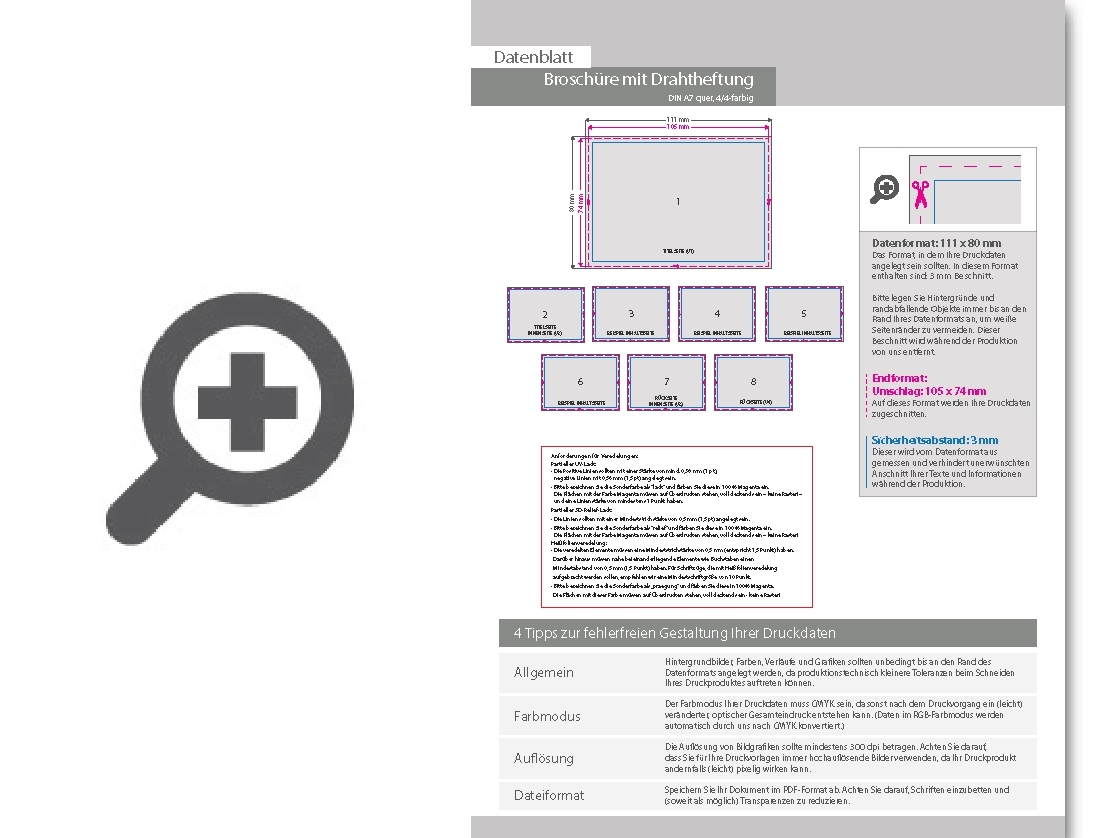Product Bild brosch__re_mit_drahtheftung__endformat_din_a7_quer__100-seitig