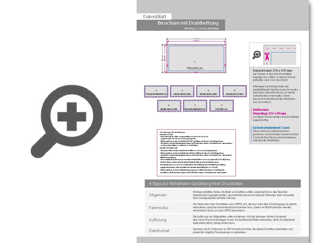 Product Bild brosch__re_mit_drahtheftung__endformat_din_lang_quer_(210_x_99_mm)__128-seitig
